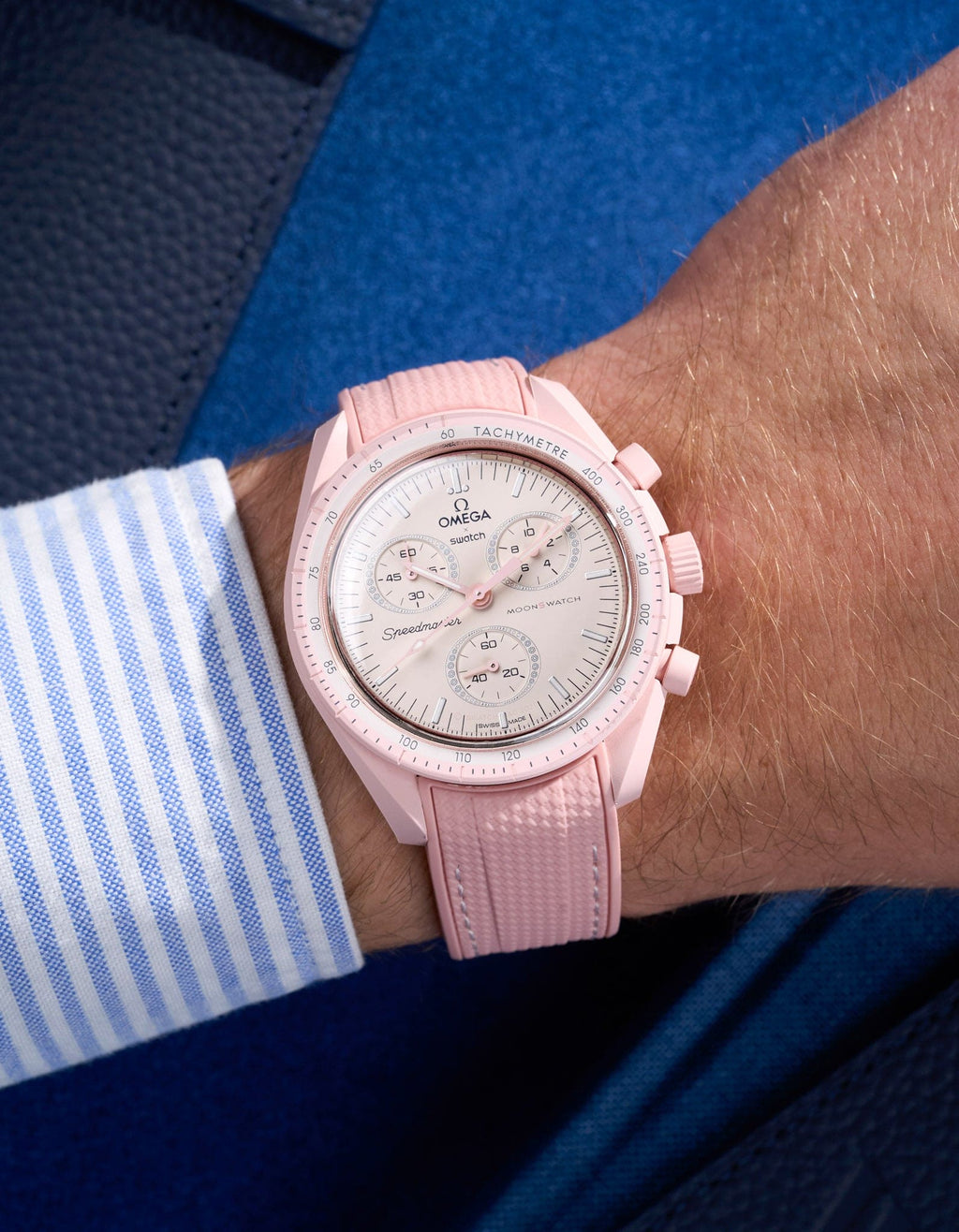 Curved Vertch Rubber Strap - Pink - OM Luxury